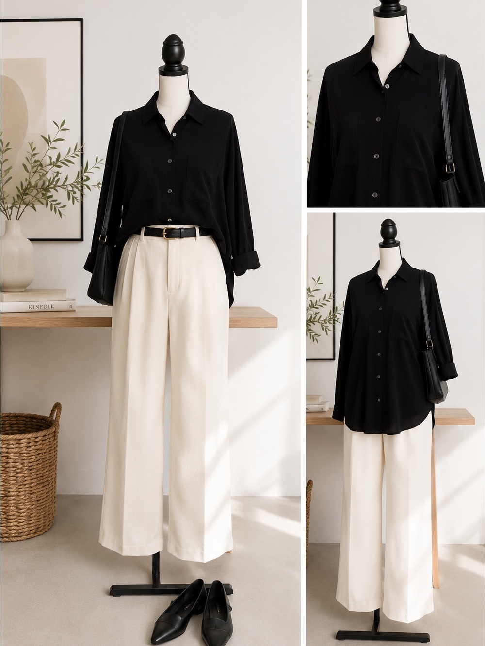 Repeat Cashmere Black Merino Wool Blend Very Oversized Button Front Shirt Sz XXS